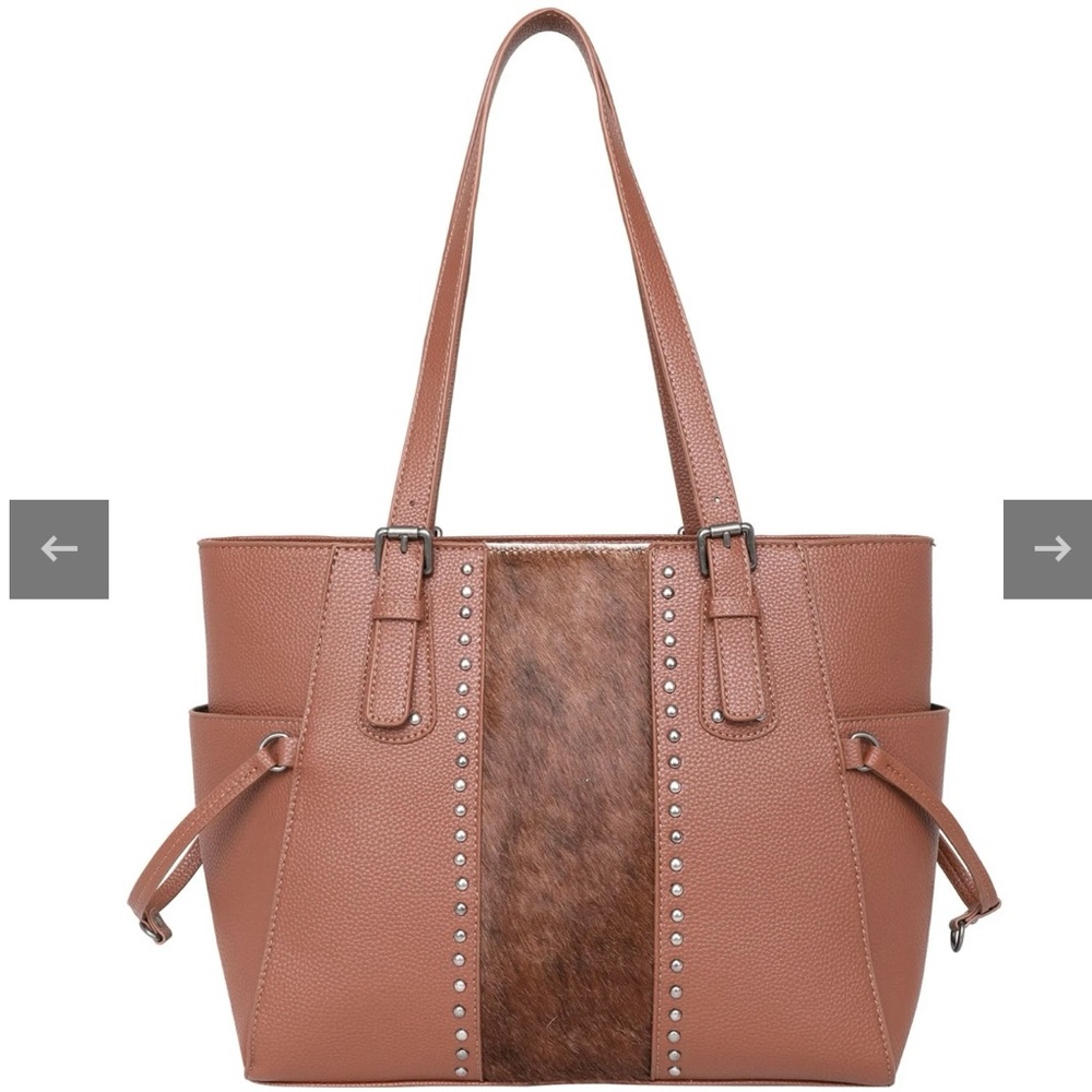 Trinity Ranch Hair-On Leather Studs Collection Concealed Carry Tote